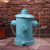 复古铁艺工业风创意个性收纳筒消防栓带盖脚踩金属垃圾桶客厅户外 小号浅蓝