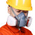 松工工业防毒面具喷漆消防专用全脸防护呼吸化工防尘面罩 7502白色硅胶+7号梯形滤毒盒