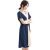 夹谷夏季中年人小个子连衣裙气质系带中年女夏装洋气时尚母 藏青色 3XL 建议120-135斤左右