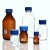 oe透明棕色蓝盖试剂瓶实验室丝口瓶螺口玻璃带刻度样品瓶定制 开孔瓶盖(蓝色)