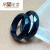 帛古论金黑曜石戒指女设计感的独特戒指设计感男石头戒指多面指环扳指 内径17mm