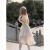 YEAE韩系设计感重工不规则前短后长裙摆夏季收腰超仙显瘦公主裙女学生 白色连衣裙+ S