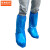 京洲实邦  一次性鞋套防水雨天加厚长筒养殖场靴套防滑户外漂流耐磨塑料脚套B 蓝色直筒橡皮筋款（50只）