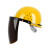 鑫洛芙定制适用烧电焊防护罩脸部头戴式安全帽面罩焊工面屏焊帽子全脸打 黑色面屏+支架+黄色安全帽