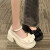 佐挲法式玛丽珍小皮鞋女2023春新款厚底增高蝴蝶结配裙子粗跟高跟单鞋 米色升级版 38