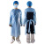现货一次性CPE袍防护塑料围裙反穿拇指扣美发油防水工作服 45克SMS（独立包装） 蓝色