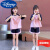 迪士尼女童运动短袖套装夏季新款2024儿童休闲韩版中大童短裤女孩两件套 白色 套装 150cm