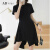 ADVSUS官方品质小黑裙夏季新款收腰显瘦法式连衣裙不规则休闲短袖T 黑色 2XL