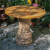 匠心坊 中式庭院花园布置人造石搭配柚木户外桌椅家具别墅露台装饰 得闲桌（泥色，圆形桌）