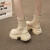 鞋柜（shoebox）达芙妮集团旗下复古洋气短筒靴子女2024年秋季新款松糕厚底短靴增 米色 36