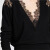 Mad Cortes原创设计感黑色蕾丝针织衫女春季新款领打底上衣薄款毛衫时尚百搭 黑色 S