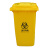 废物垃圾桶大号黄色生活化学品脚踏诊所医院污物户外加厚大型 100升大轮子