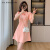 拉夏贝尔（La Chapelle）新中式国风改良版小香风连衣裙气质2024夏季拼接设计感减龄裙子 藕粉色 L