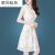 萦娪连衣裙女短袖夏季女装时尚气质雪纺裙子中长款蕾丝夏裙 白色玫瑰 2XL(建议123-132斤)