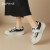 达芙妮（DAPHNE）休闲鞋女2024夏季新款时尚百搭厚底增高运动鞋黑白熊猫鞋 米黑 单层 跟高6cm 36 标准码