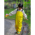 幼儿园男女儿童套装雨衣背带雨裤连体安吉游戏服两用款防水全身 901粉色(背带裤) XL