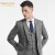 VANCROUG品牌羊毛西装男套装高级感灰蓝色英伦复古定制西服男正装新郎结婚礼服三件套 灰色（两件套：上衣+裤子） （44A) 下单备注（身高、体重、年龄）