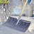  京洲实邦 加厚冰铲带锯齿+1.2米木柄 户外除雪铁锹清雪大号塑料推雪板JZSB-1139