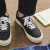 歌若缇高端品牌新款男鞋夏季透气帆布鞋板鞋男士百搭学生运动休闲潮鞋 黑色 39