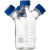 螺口三口/四口流动相液瓶 螺口储液瓶色谱溶剂瓶蓝盖丝试剂瓶HPLC 250ML 三口 含无孔蓝盖