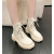 啄木鸟马丁靴女秋冬季单靴2023年英伦风白色侧拉链短靴百搭靴子 白色(单里) 35