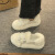 IFIZ冬天穿的厚底带毛毛鞋外穿女士一脚蹬豆豆鞋加绒加厚棉鞋HXM4254 米色 35 标准码数