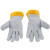 海斯迪克 帆布半皮电焊手套 劳保焊工防护手套加厚 黄灰色 10双均码