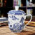 老干部茶杯 老式茶缸景德镇青花带盖大茶杯 陶瓷个人杯 老干部茶杯 大容量陶瓷杯 雪景