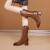 MOSO奢侈女鞋高跟方头靴子女中筒靴2023秋冬新款粗跟骑士靴女高筒靴 黑色（单里） 34