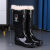 高水防水正力男士雨鞋高筒短雨靴定制防滑适用绒套耐酸碱加厚鞋 厚底中筒-加棉套 39