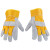 海斯迪克 帆布半皮电焊手套 劳保焊工防护手套加厚 黄灰色 10双均码