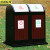 京洲实邦 新款双桶镀锌板+塑胶木 室外钢木摇盖分类垃圾桶带盖果皮箱JZSB-1078