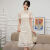 东方鸭蕾丝旗袍2023年新款夏季年轻款改良气质修身显瘦中国风连衣裙 杏色 M 95-105斤