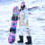 RAWRWAR 滑雪服套装女单板双板防水防风透气夹棉保暖冬季宽松滑雪衣男套装 肩拼套装 卡其/白【女】 M