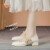 鞋柜（shoebox）达芙妮集团旗下真软皮单鞋女夏季新款时尚温柔气质优雅百搭粗跟中 米白色 38
