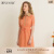音儿（YINER）女装夏季POLO领短袖收腰修身连衣裙 橙色 38