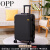 OPP行李箱新款结实耐用铝框加厚旅行箱万向轮拉杆箱大容量箱子旅行箱 黑色 22英寸