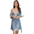 莫代尔 睡衣女夏季冰丝薄款蕾丝缕空2024年新款性感吊带睡裙睡袍两件套 湖蓝色（两件套） 165(L)