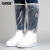 安赛瑞 高筒防雨鞋套 便携防滑防雪防水雨具 非一次性加厚底雨靴套 白色透明 XL 3G00039