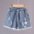 贝罗鼠（BEILUOSHU）女童短裤夏季适合3-13岁小女孩穿的新款儿童外穿牛仔短裤 光板蝴蝶结短裤 120码建议身高120cm