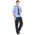 海斯迪克 HKZJ-25 春秋保安衬衫制服 物业安保执勤服套装 蓝短袖+标志+裤子175码