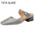 TATA  GLARE女鞋复古风法式包头真皮金属装饰粗跟纯色简约百搭半拖 浅蓝色 34