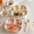 肆月陶瓷分格餐盘家用儿童早餐盘子可爱一人食 3件套-粉色（分格盘+碗+勺）