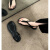 CAIHONG KUN夹趾凉鞋女夏外穿2024新款平底低跟法式感罗马沙滩凉拖鞋 黑色 35 35 脚长（225MM）