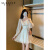 萨拉维夫萨拉维夫品牌连衣裙新款女装秋冬季收腰显瘦名媛气质洋气白色长袖 图片色 S