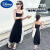 迪士尼（Disney）女童吊带裙2024夏季新款韩版黑色连衣裙挂脖包臀长裙无袖运动条纹 黑色吊带裙 120cm