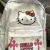 铭汇通Hellokitty双肩包新款可爱小众背包高中学生印花书包kt猫书包 白色-普通款 包包+黑煤球