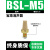 气动平头铜接头电磁阀消声器BSL-2分/3分/4分长头不锈钢消音器 长头铜消声器BSL-M5