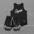 PXZX夏天运动背心超短裤两件套装夏季篮球服男跑步训练服美式无袖篮球 黑背心黑裤子套装 S建议6080斤