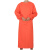 筑采 围裙有袖防油防水罩衣反穿衣 橙红色有口袋 